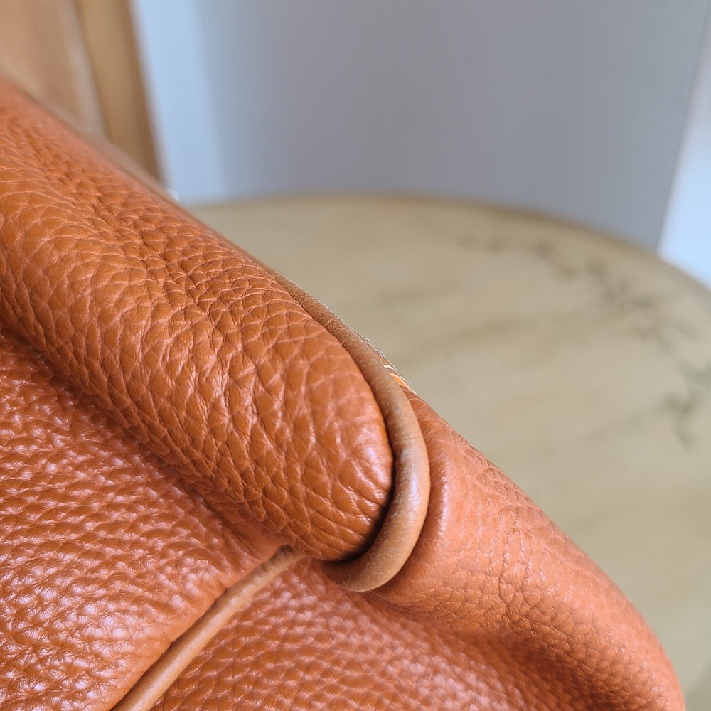 Valentina Italian Orange Pebbled Leather Shoulder Bag Classic Quiet Luxury Boho - Picture 8 of 15